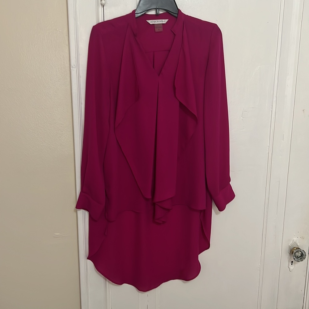 Peter nygard blouse fuchsia shirt in front long in back